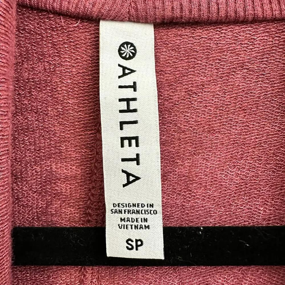 Athleta Pranayama Restore Wrap Open Cardigan Rose Pink Small Pockets Fall Cozy